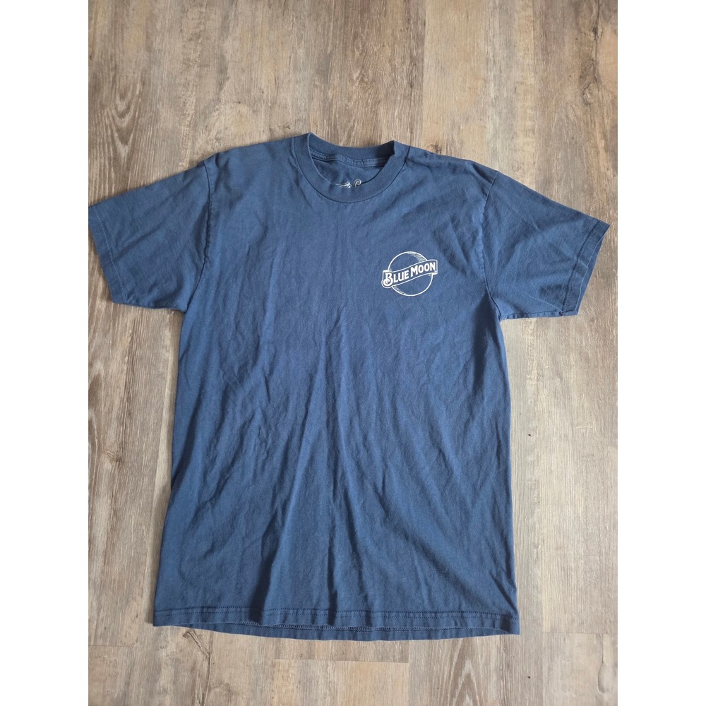 Blue Moon Beer T Shirt Mens Medium Navy Blue Denver Colorado Tee Luv Graphic